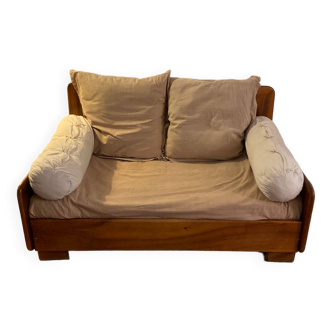 2-seater vintage teak sofa 1950