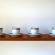 Tasses à café en porcelaine fine vintage bleu et doré