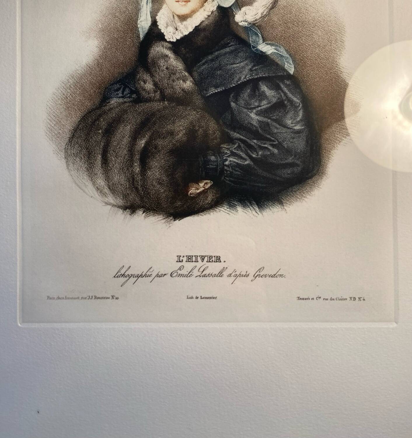 Painting "Winter" by Émile Lassalle, gilded frame