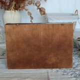 Vintage wall shelf, craft furniture style - Wood and gold metal