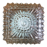 Old molded glass ceiling light + vintage black metal support