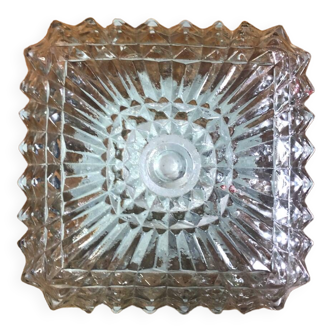 Old molded glass ceiling light + vintage black metal support