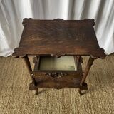 Elegant Art Nouveau side table in walnut, France early 20th century.