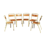 Set of 6 Chairs Tolix School Cream