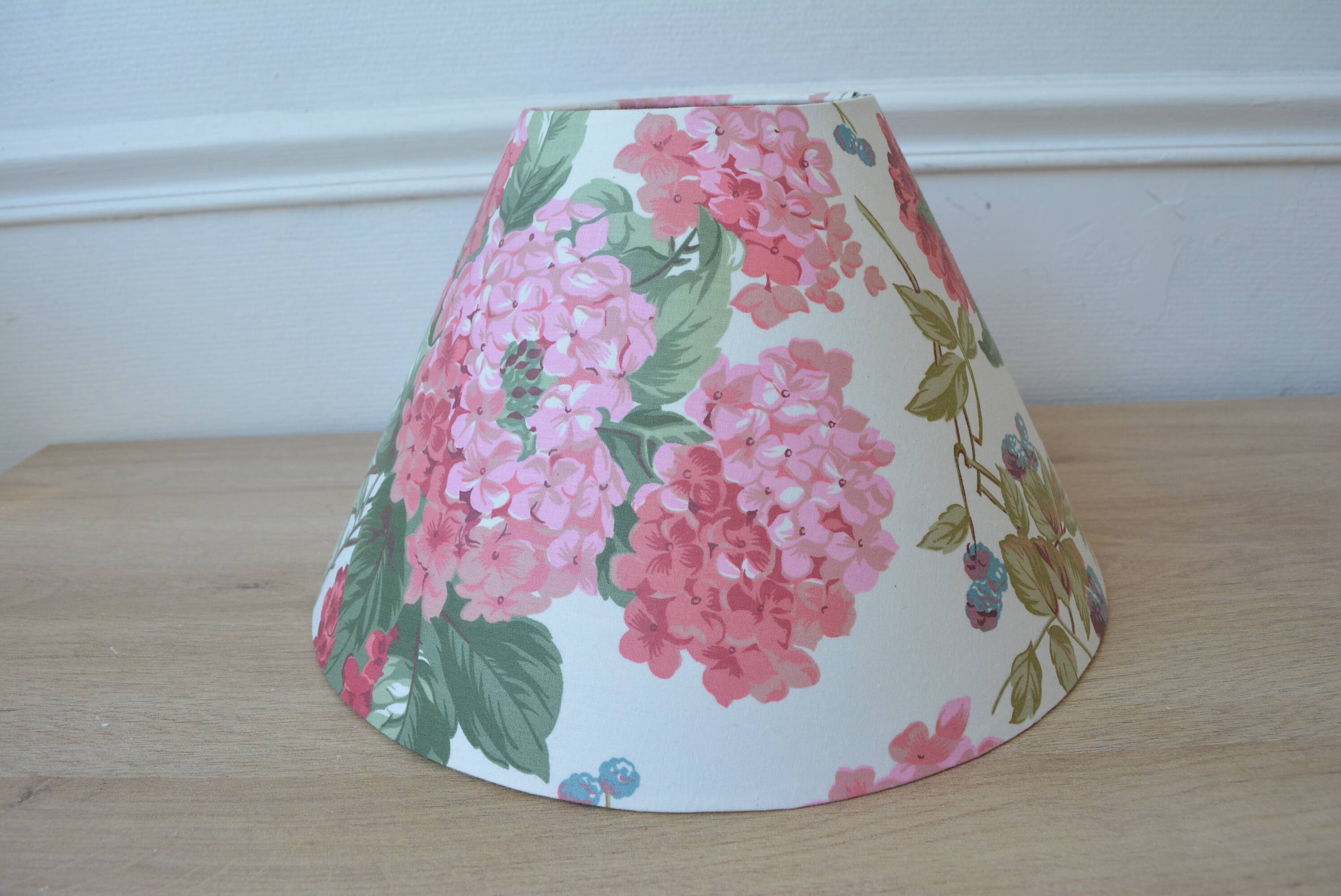 Vintage English hydrangea fabric lampshade