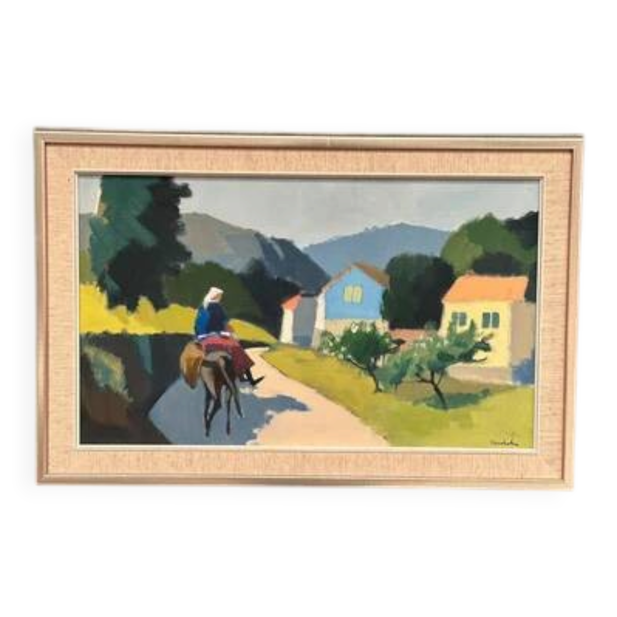 Swedish Oil on Canvas – “Riders on the Road, Crete by Stig Wernheden