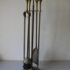 Old fireplace servant and 4 tools shovel broom pliers poker 67 cm
