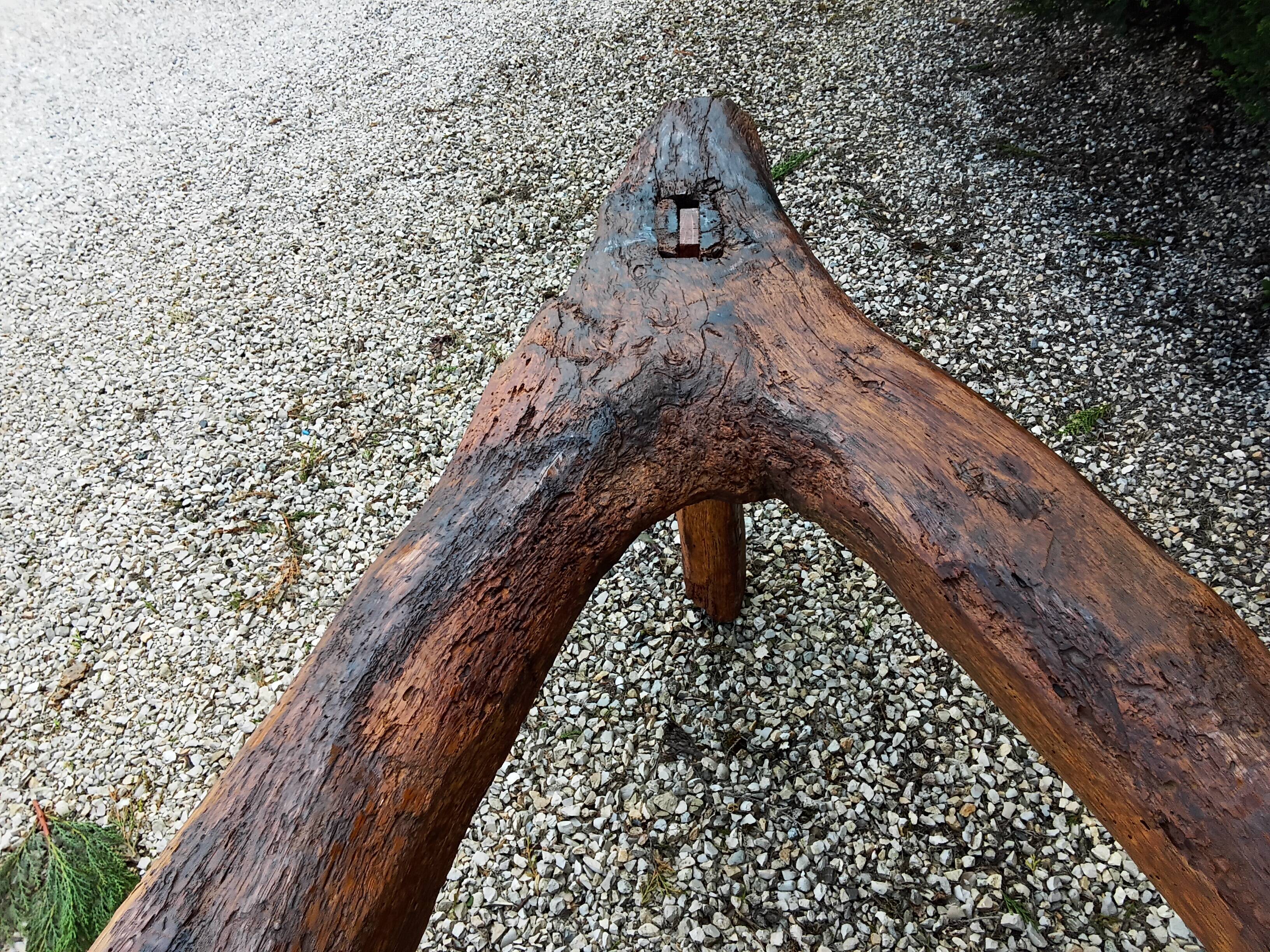 Brutalist wooden bench