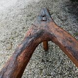 Brutalist wooden bench