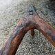 Brutalist wooden bench