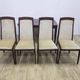 Table and four chairs set, brown wood, beige fabric, Denmark, 1970s.