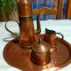 Cafetière pot à lait et sucrier en cuivre
