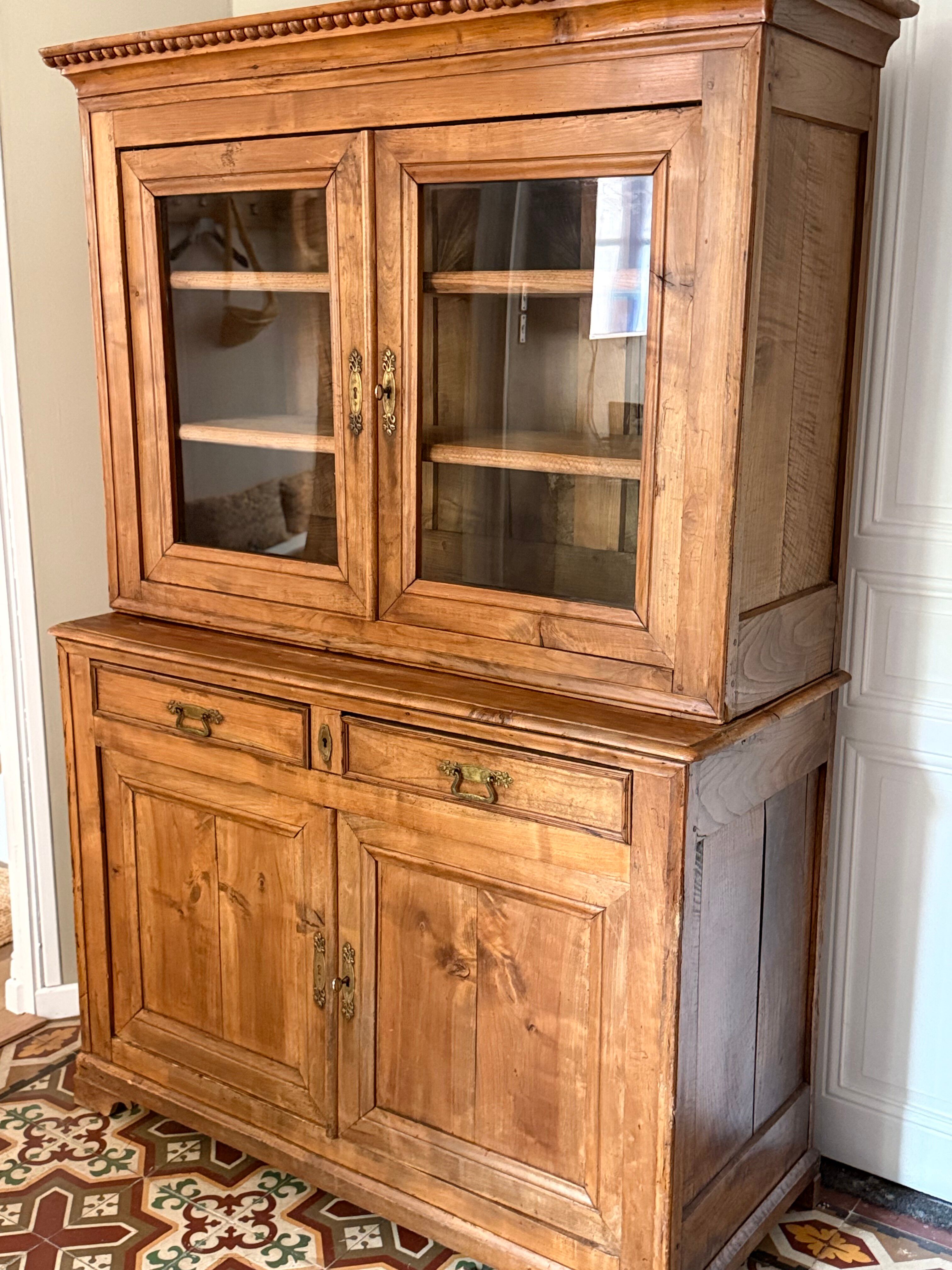 Antique two-body buffet in solid wood