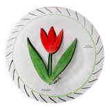 Assiette en verre vintage Kosta Boda, tulipe rouge par Ulrica Hydman Vallien