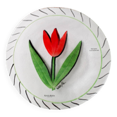 Assiette en verre vintage Kosta Boda, tulipe rouge par Ulrica Hydman Vallien