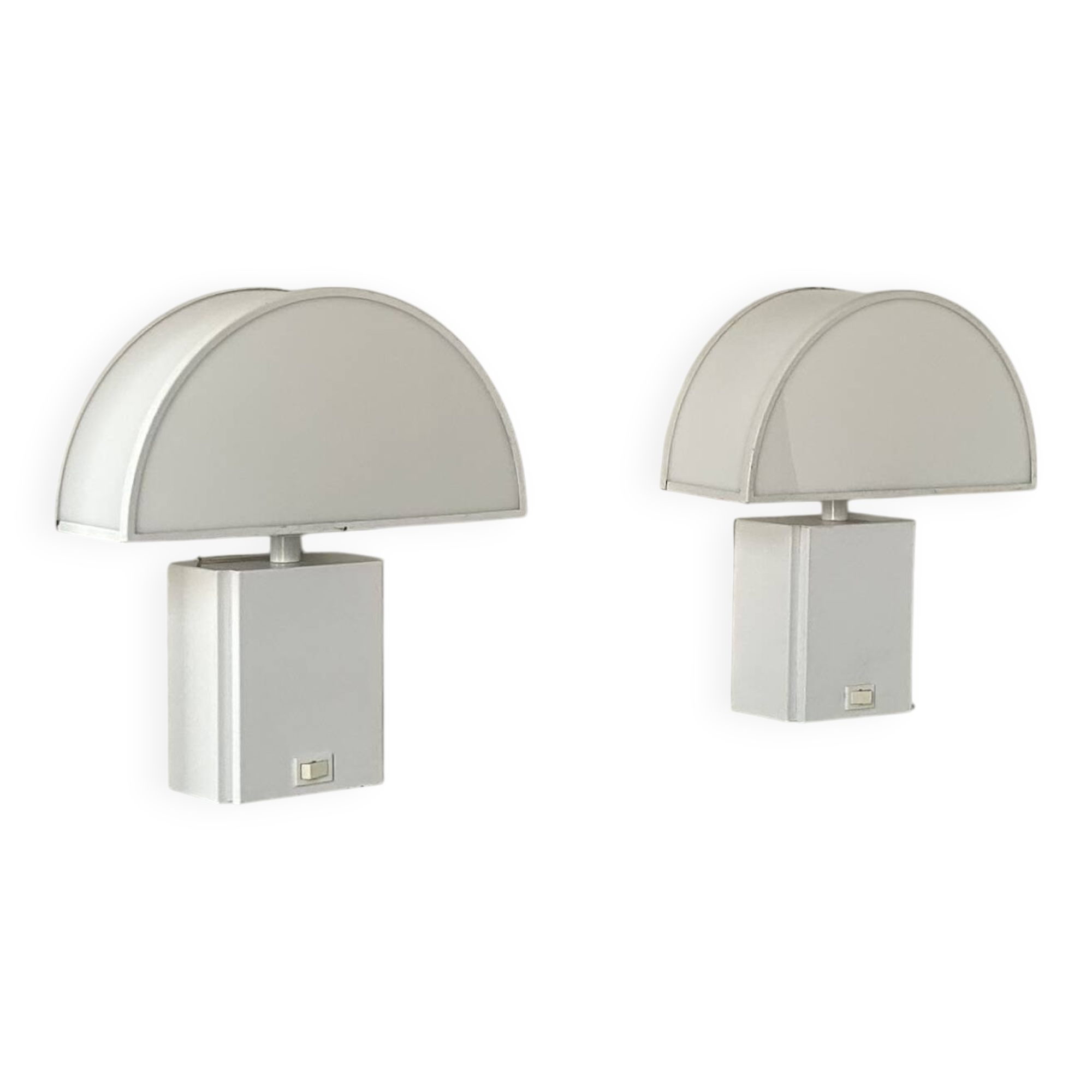 Pair of vintage Olympe Guzzini wall lights, metal and Perspex, Italy 1970