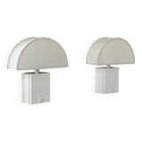 Pair of vintage Olympe Guzzini wall lights, metal and Perspex, Italy 1970