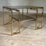 Vintage gold metal and smoked glass coffee table