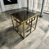 Tables laiton et verre Jean Lefevre