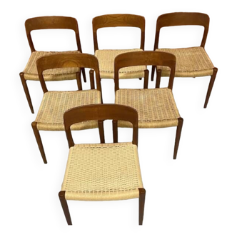 Series of 6 chairs n°75 by Niels Otto Moller