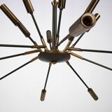 Rare Stilnovo 16-Arm Brass Sputnik Chandelier – 92 cm Diameter – Italy, 195