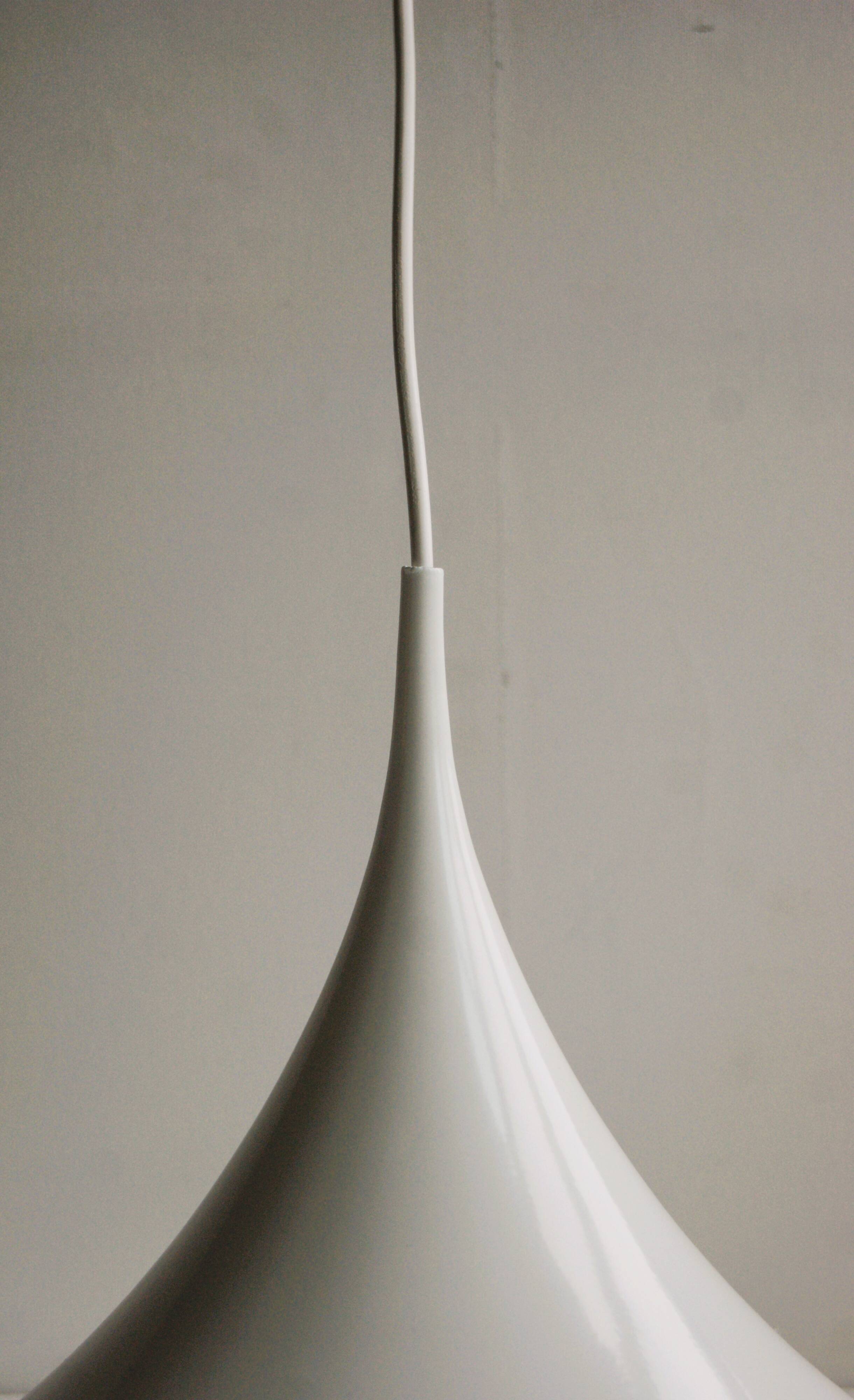 Large White Witch Hat Semi Pendant - Design by Bonderup and Thorup for Fog and Morup, 1960s.