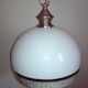 Hanging lamp 1970 globe white and grey glass silver