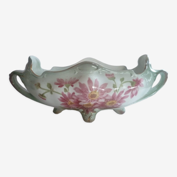 Jardiniere en faience Luneville k&g art nouveau décor de fleurs