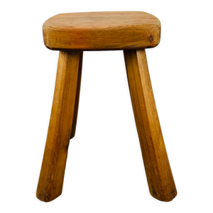 Tabouret brutaliste bois massif