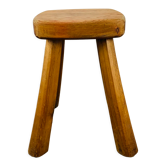 Tabouret brutaliste bois massif déco chalet