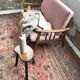 Handcrafted oak bean-shaped stool