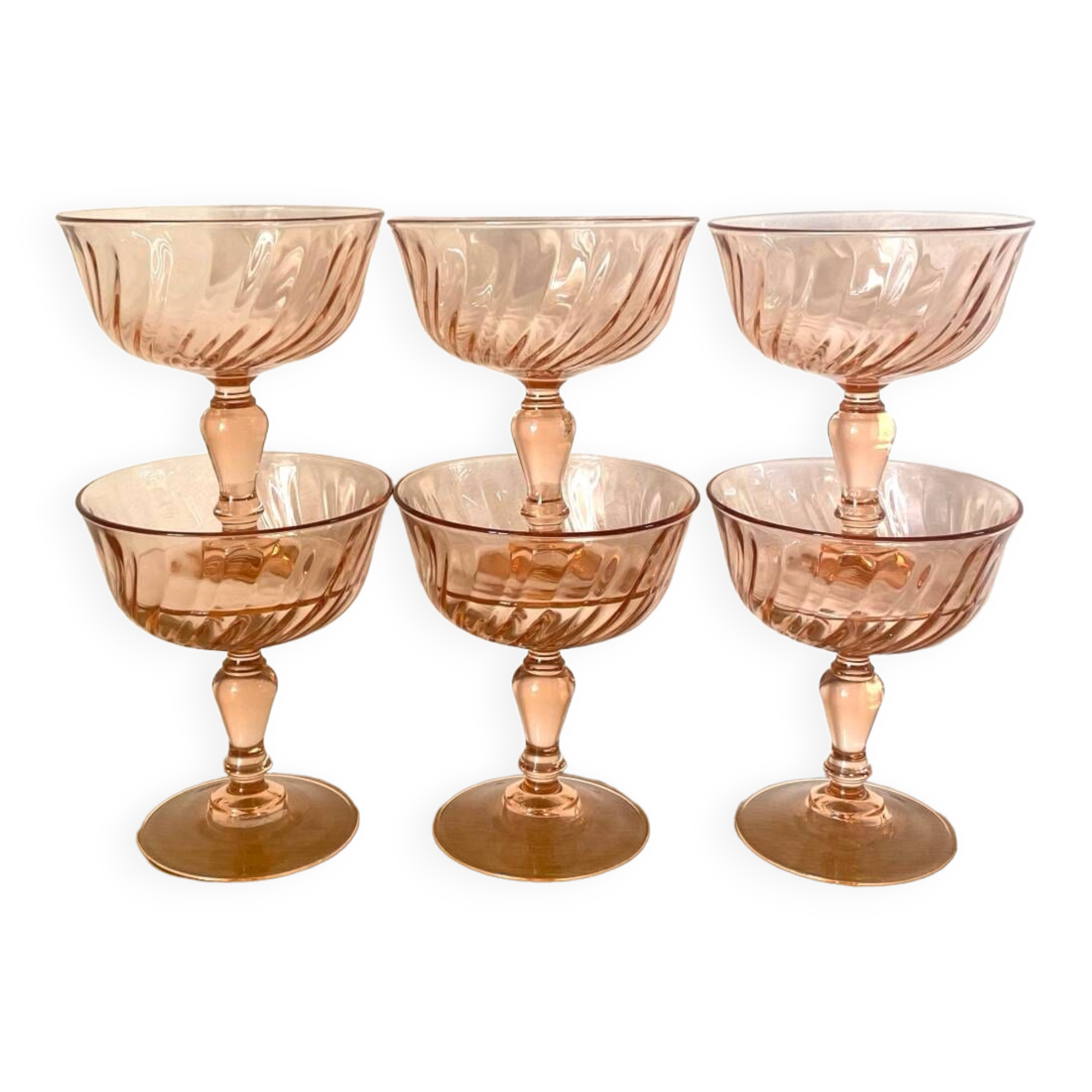 Rosaline champagne glasses - Luminarc - Arcoroc - vintage