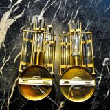 Pair of Venini wall lights, triedri glass, murano, Italy 1970