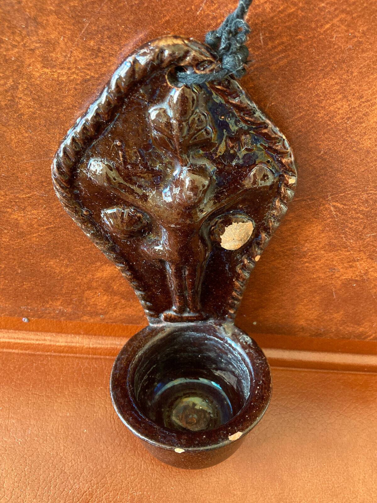 Antique holy water font - 19th century - Glazed terracotta