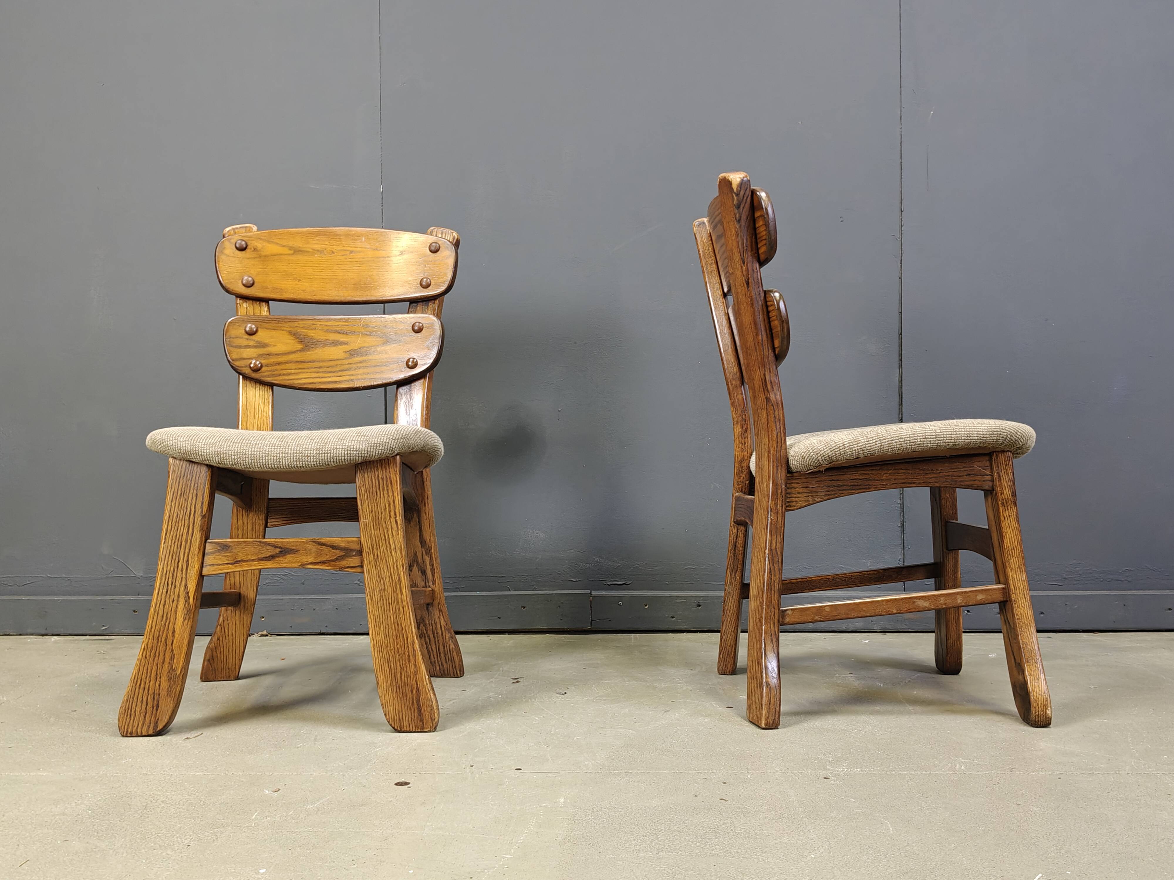 Vintage brutalist dining chairs, set of 5 - 1960s