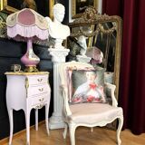 Louis XV armchair in pink velvet