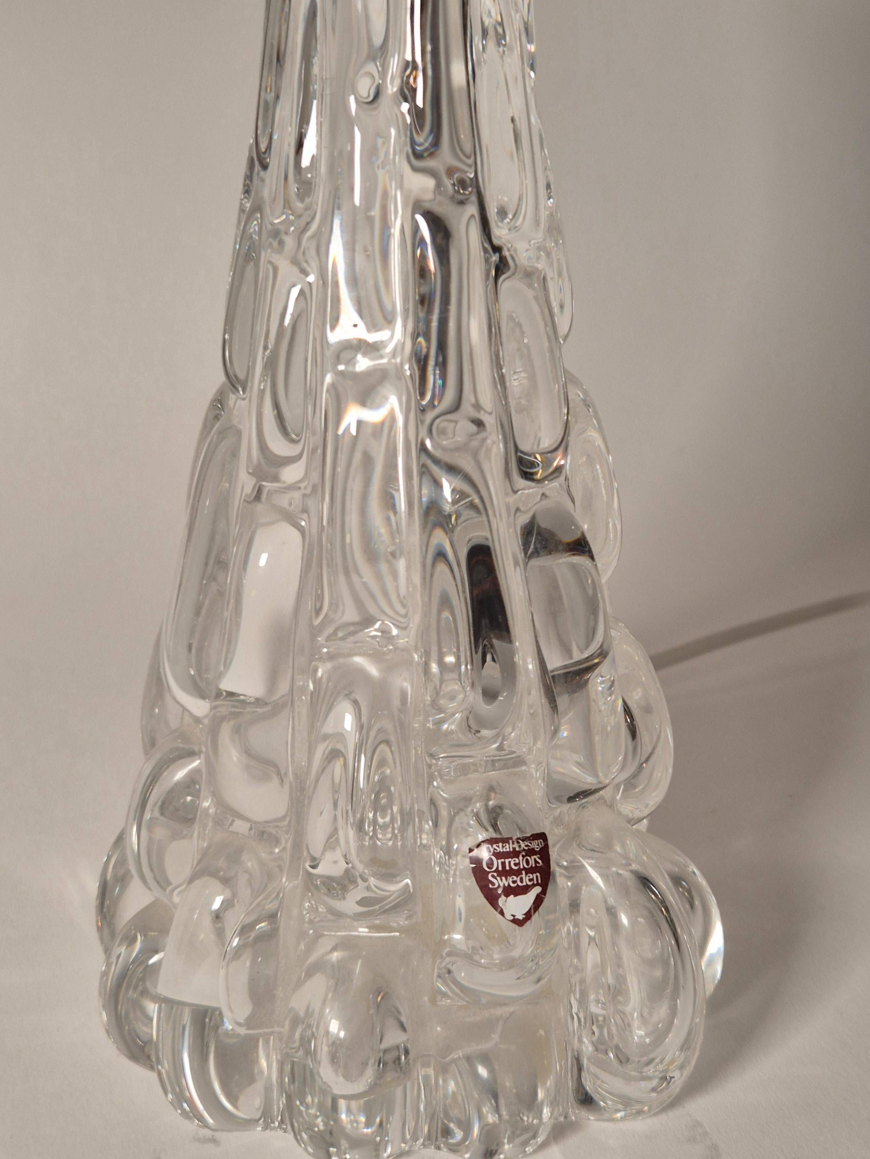 Elegant pair of table lamps The Modern Scandinavian Modern with Orrefors glass and brass.