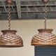 Pair of rattan ceiling lights