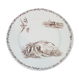 Dish in Earthenware of Creil and Montereau model Marine, iron earth, compotier