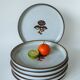 lot de 6 assiettes plates en grès émaillé fleurs 1970