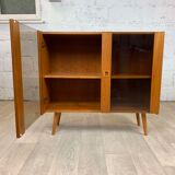Vintage Scandinavian teak buffet with smoked doors, 60s