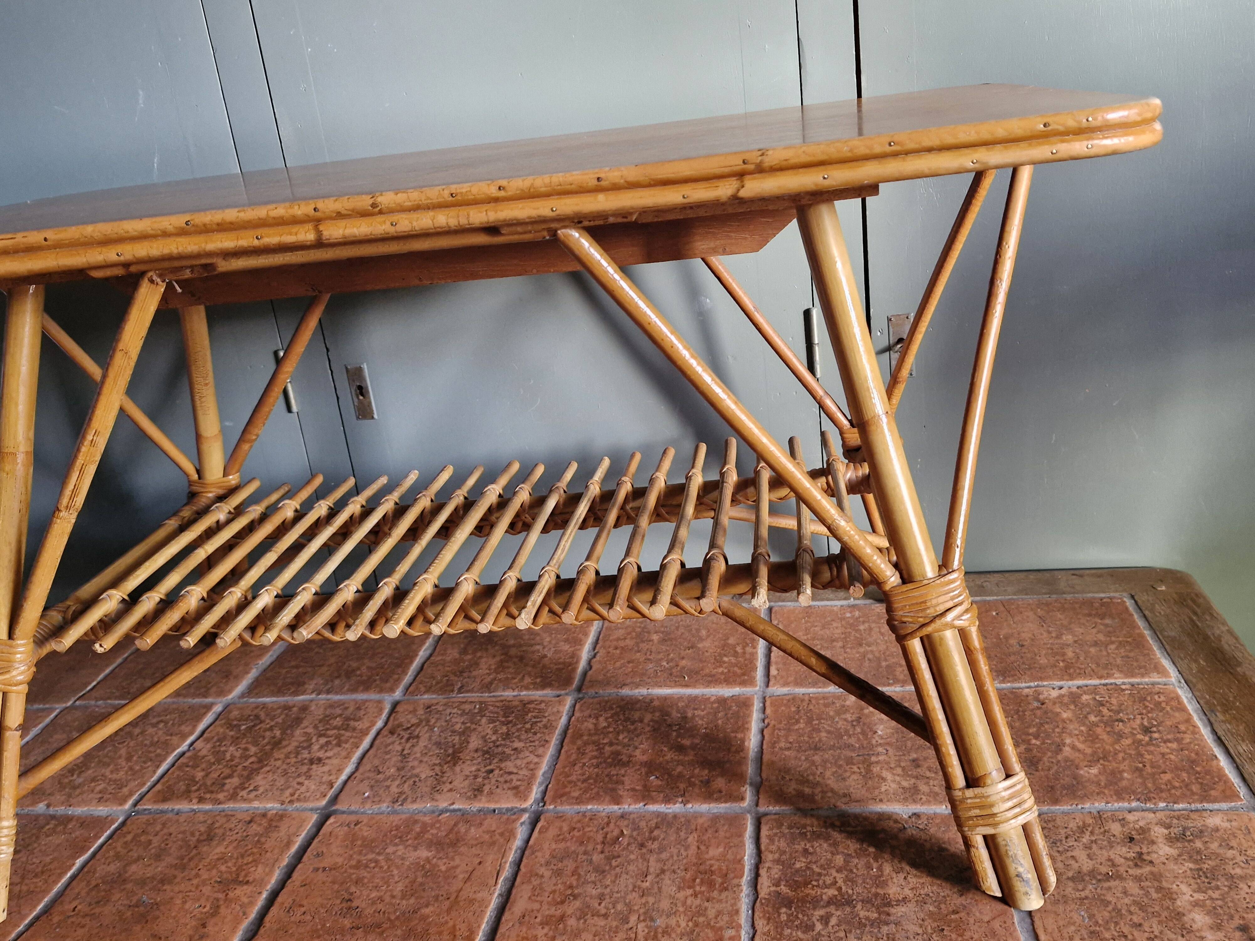 Vintage coffee table - Bamboo & Rattan - 1950s/60s