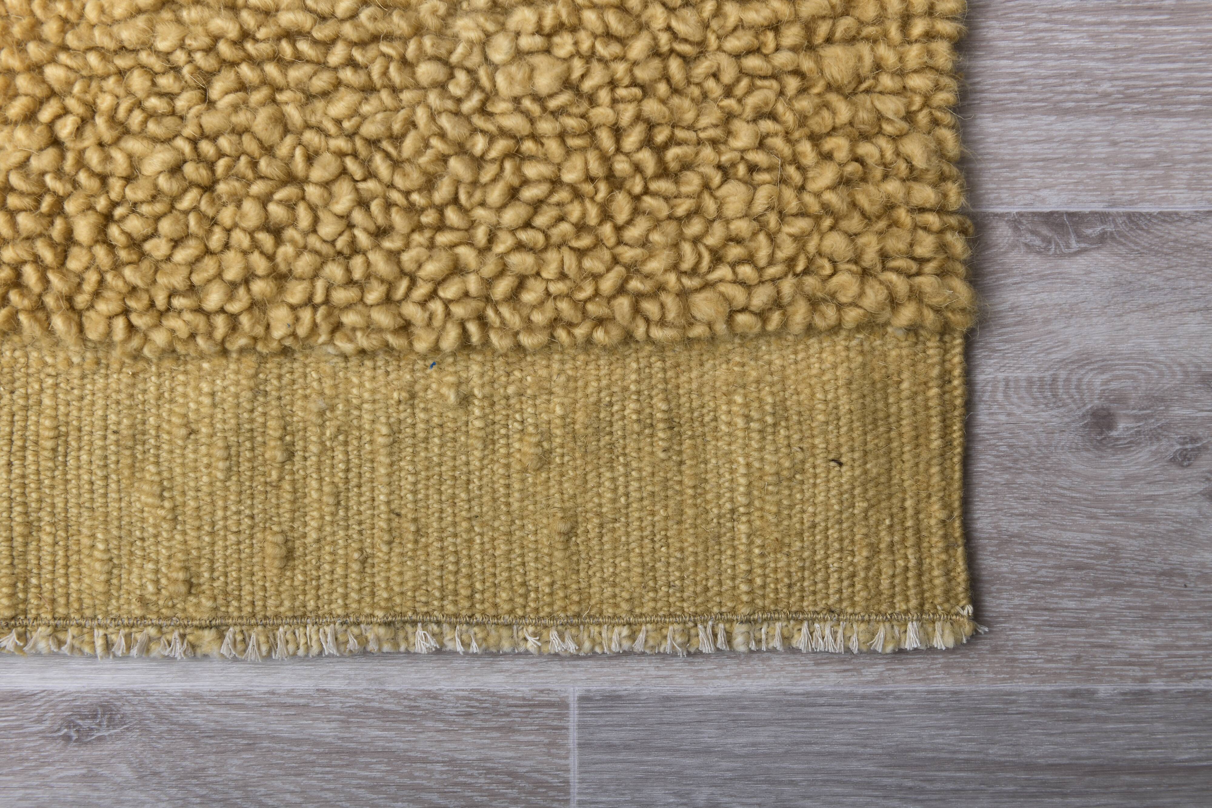 Mustard Moroccan Wool Berber Rug 133x211Cm