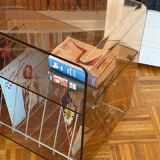 70s smoked Plexiglas hi-fi cabinet