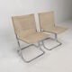 Set of 2 italian canvas and chromed metal chairs, 1970's