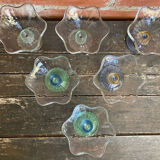 Set of 6 Ice Cream Bowls Design LA ROCHERE Coloured Glass France #D848