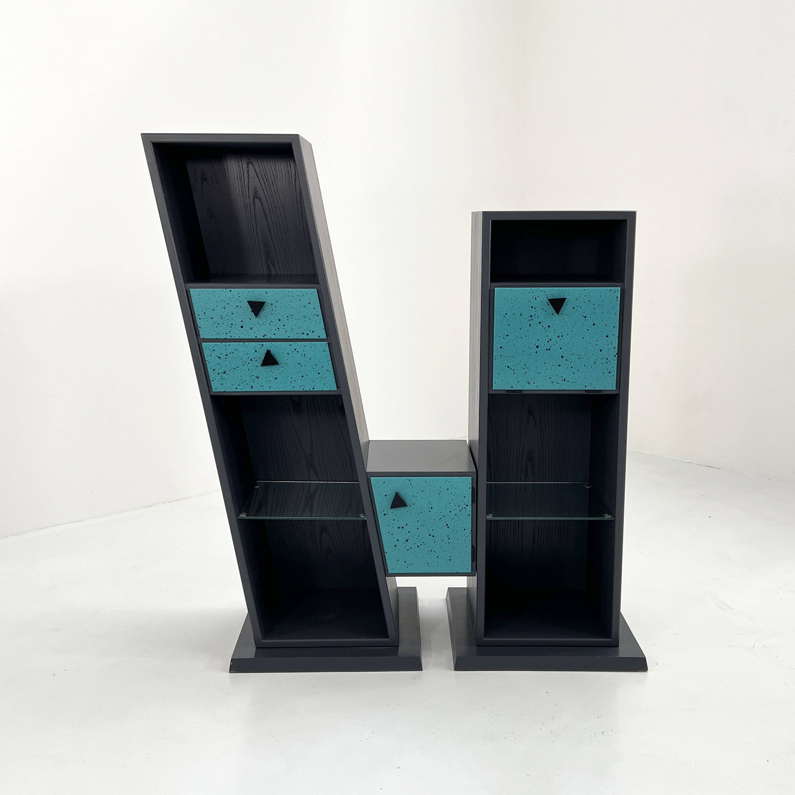 Postmodern freestanding bookcase, 1980s
