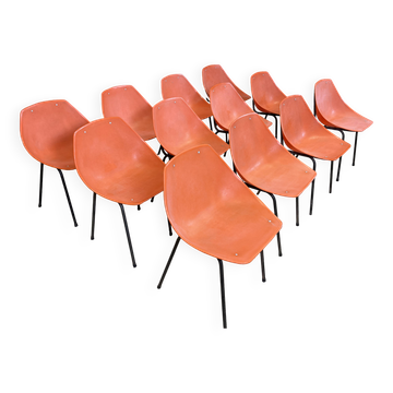 Set of 12 orange Guariche chairs