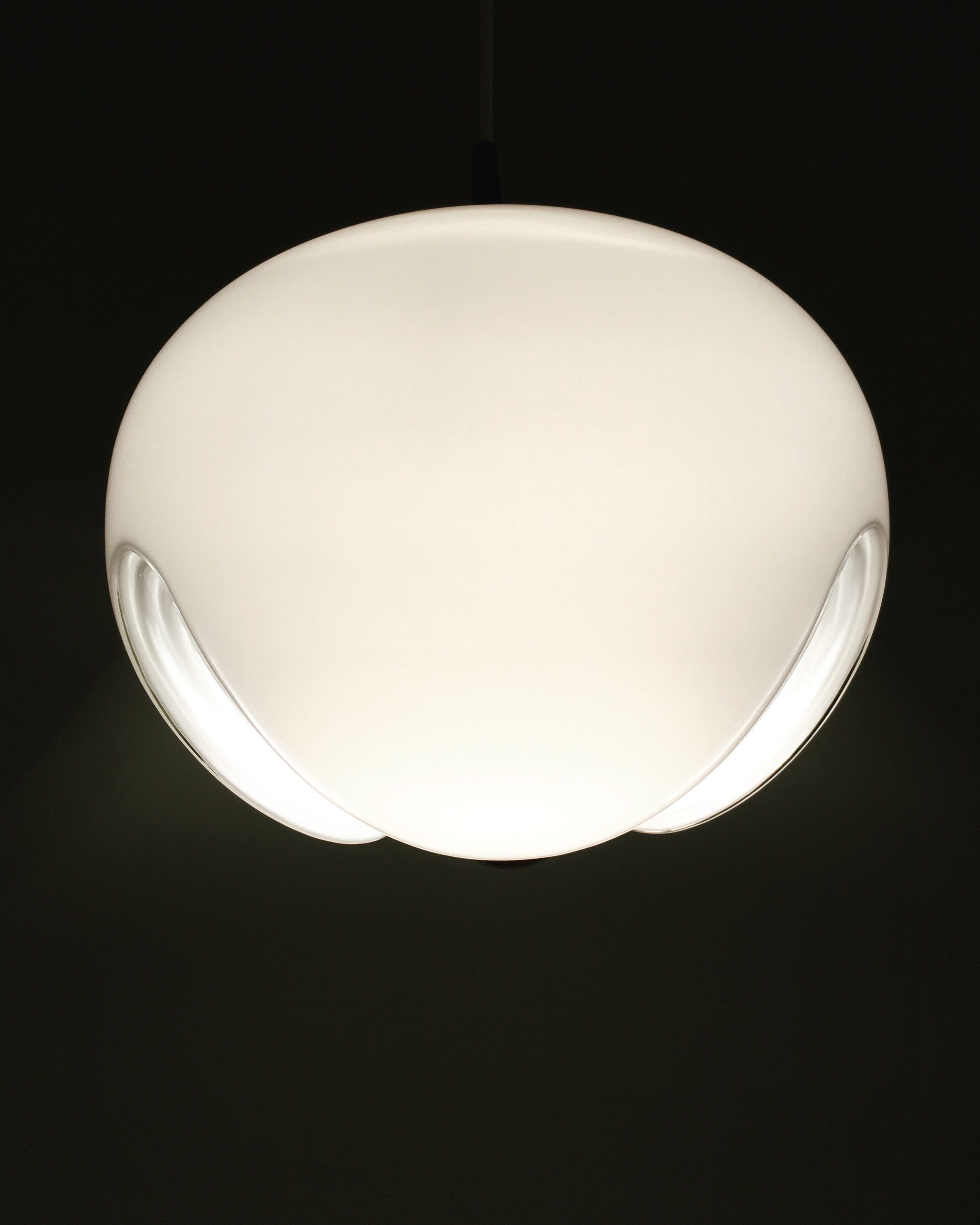 White glass Wave pendant lamp by Koch and Lowy for Peill and Putzler