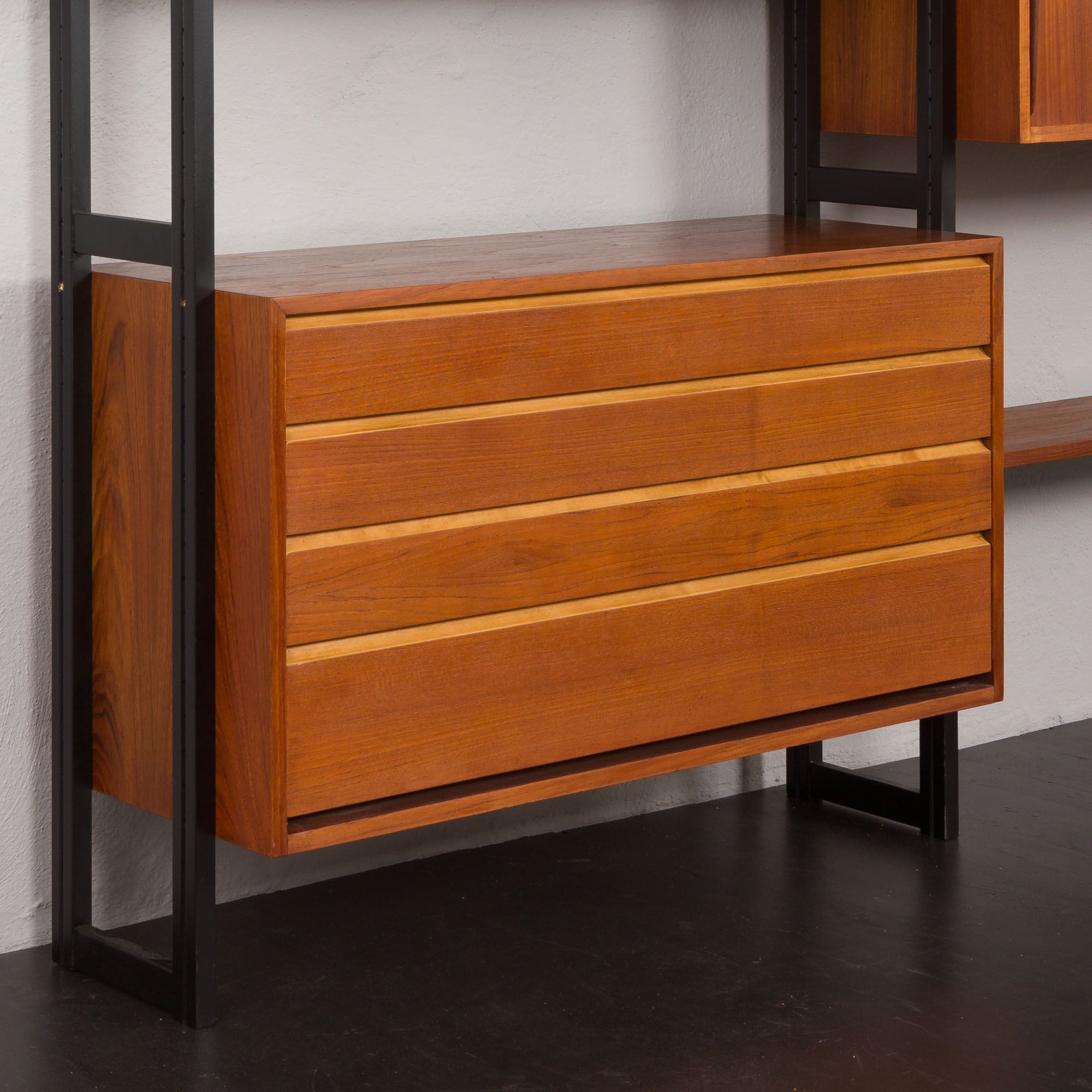 Scandinavian freestanding teak shelving unit by Ollie Borg for Asko Finland, Denmark, 1960s